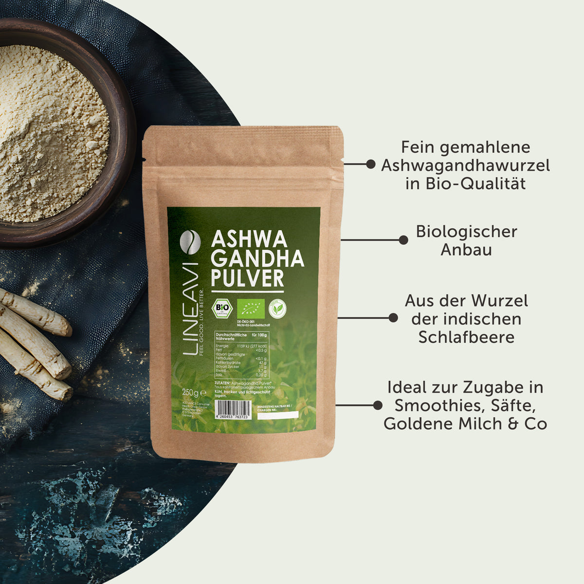 Doppelpack: Bio Ashwagandhapulver (2x1000g)
