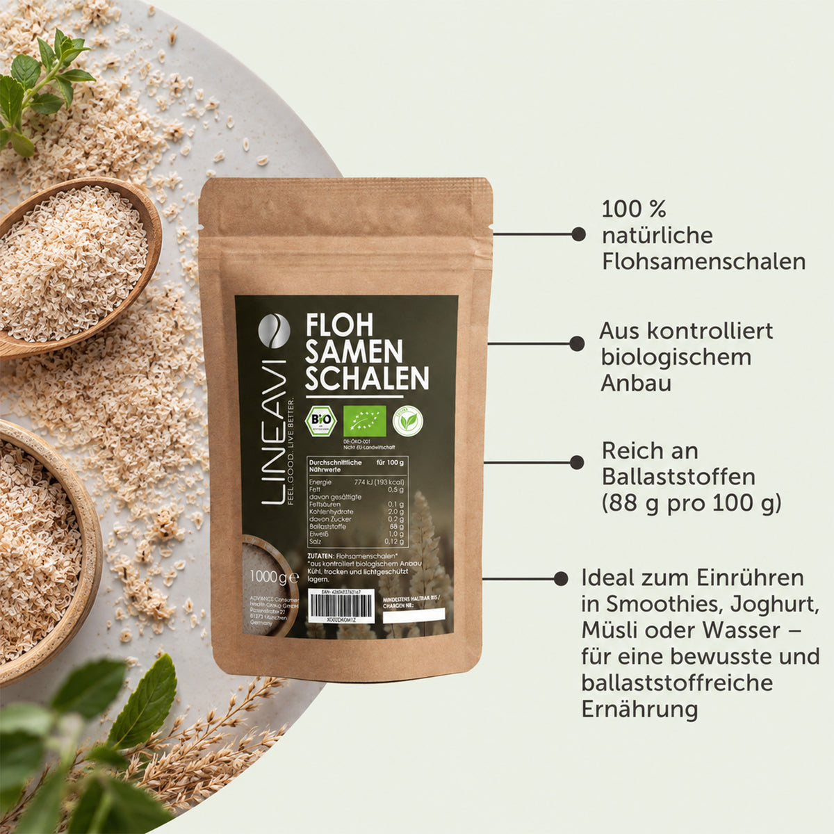 Bio Flohsamenschalen (1000g)