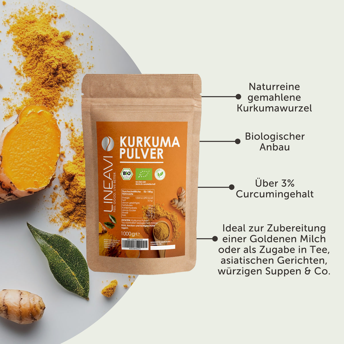 Bio Kurkumapulver (1000g)