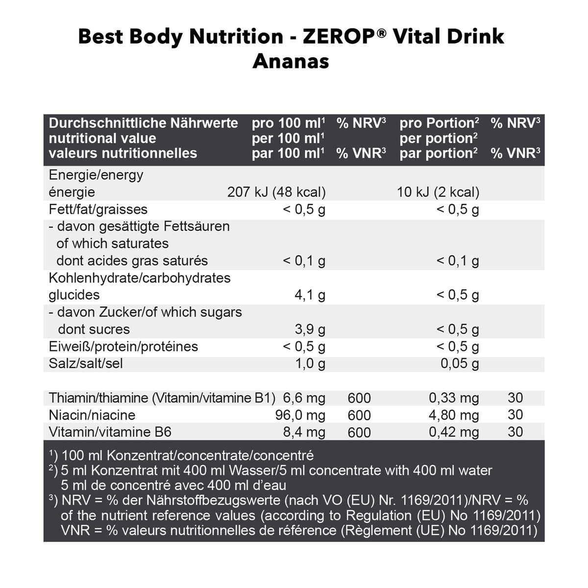 Vital Drink Zerop (1000ml) Ananas