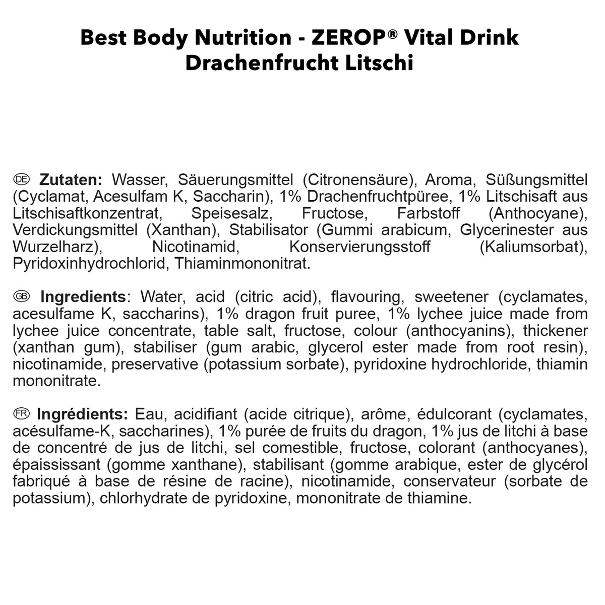 Vital Drink Zerop (1000ml) Drachenfrucht Litschi