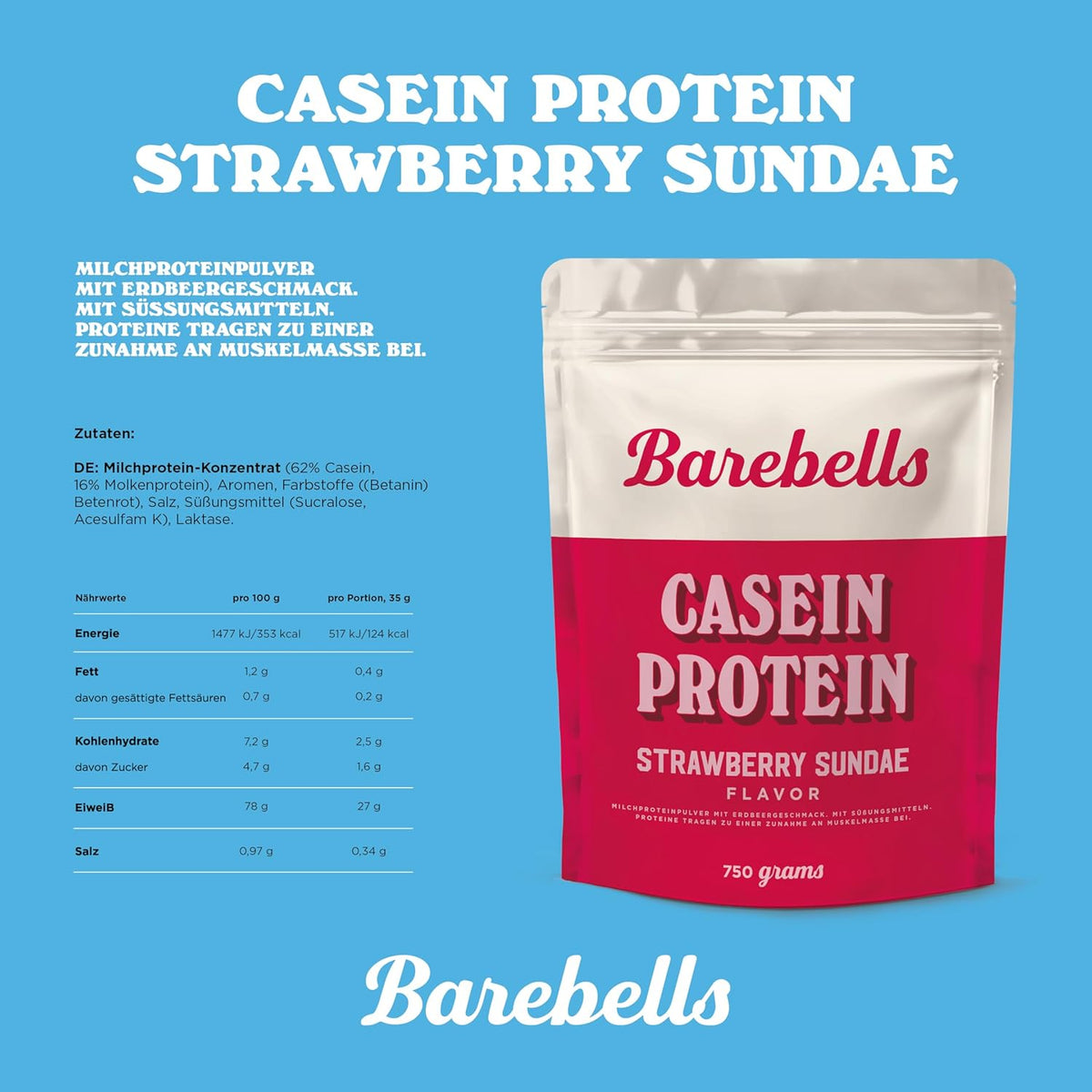 Casein Protein (750g) Strawberry Sundae