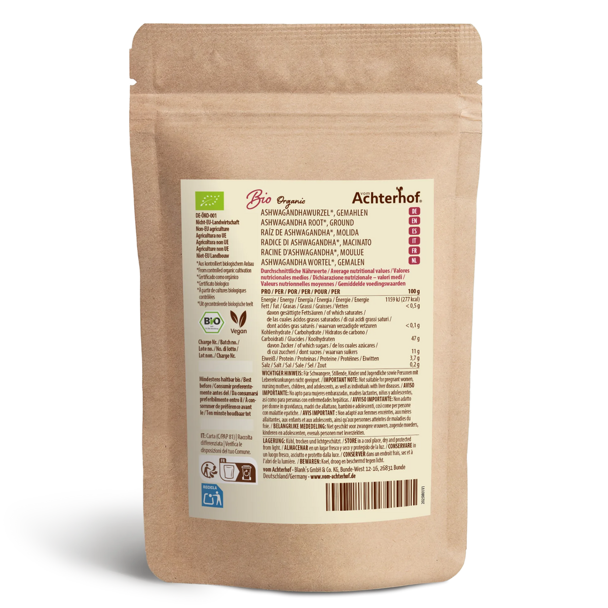 Ashwagandha Pulver Bio (250g)