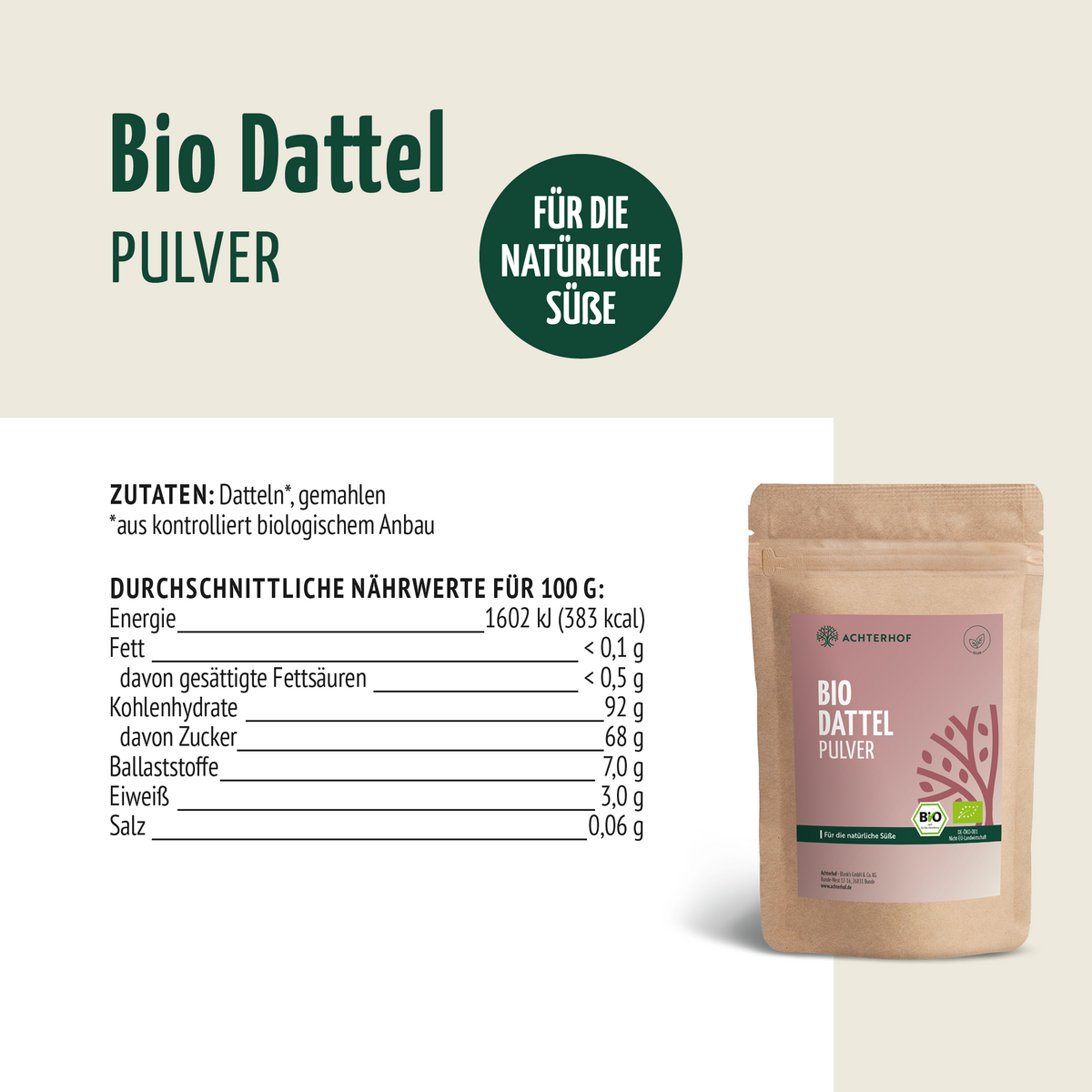 Bio Dattel Pulver (500g)