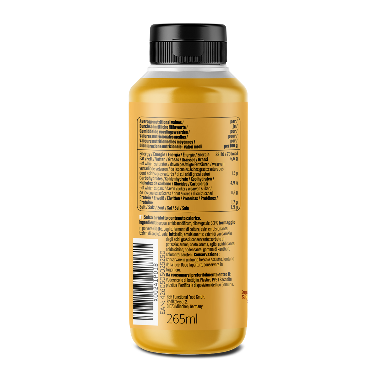 GymQueen Mamma Mia Zero Saucen (265ml) Cheddar Cheese