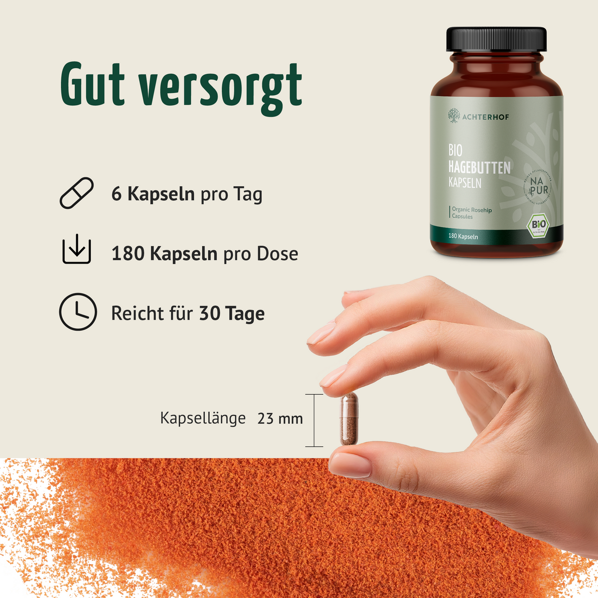 Hagebutten Kapseln Bio (180 Kapseln)
