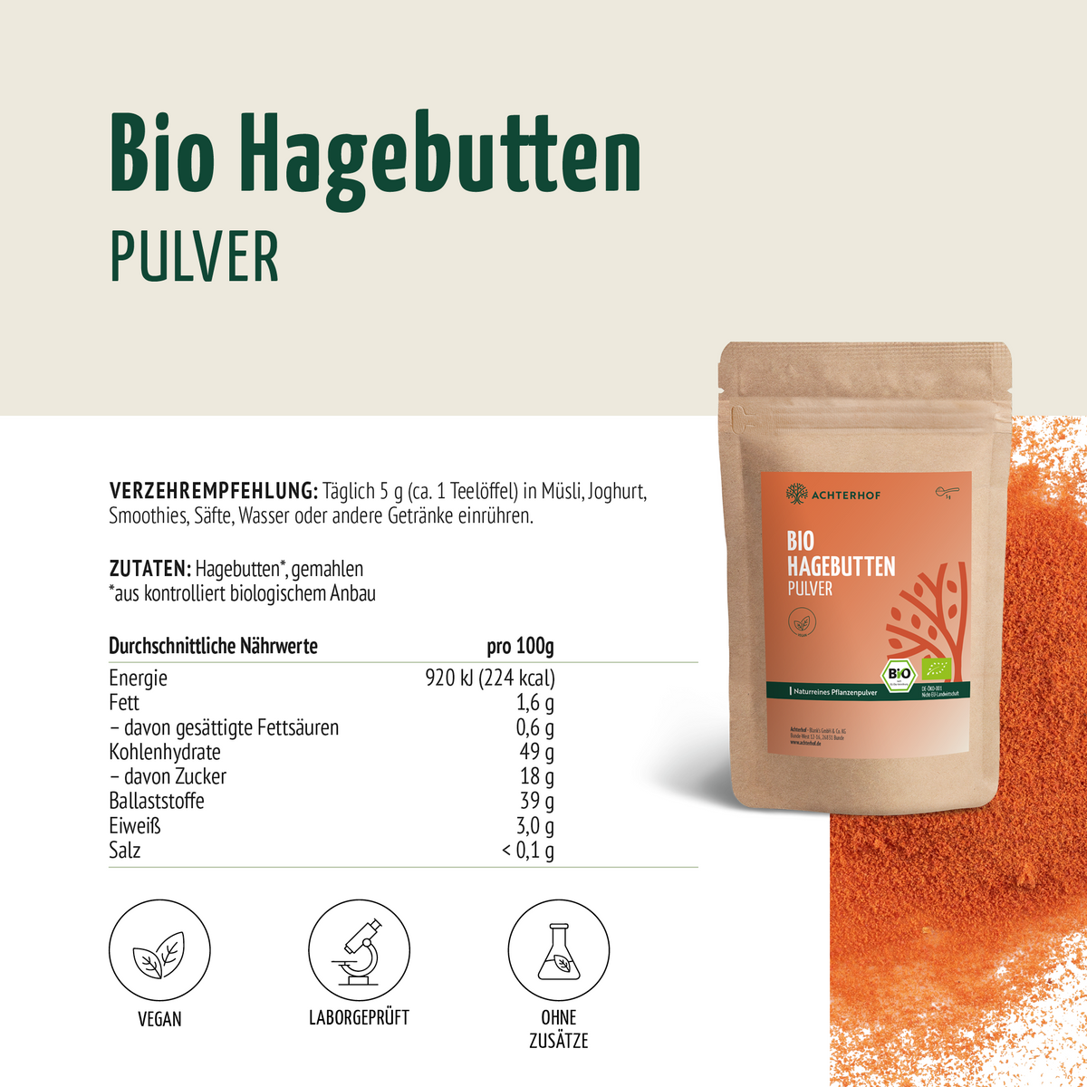 Hagebuttenpulver Bio (1000g)