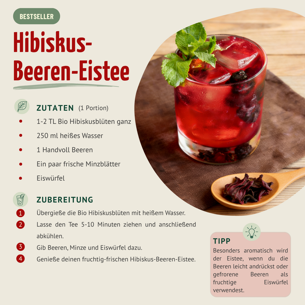 Hibiskusblüten ganz / getrocknet Bio (250g)