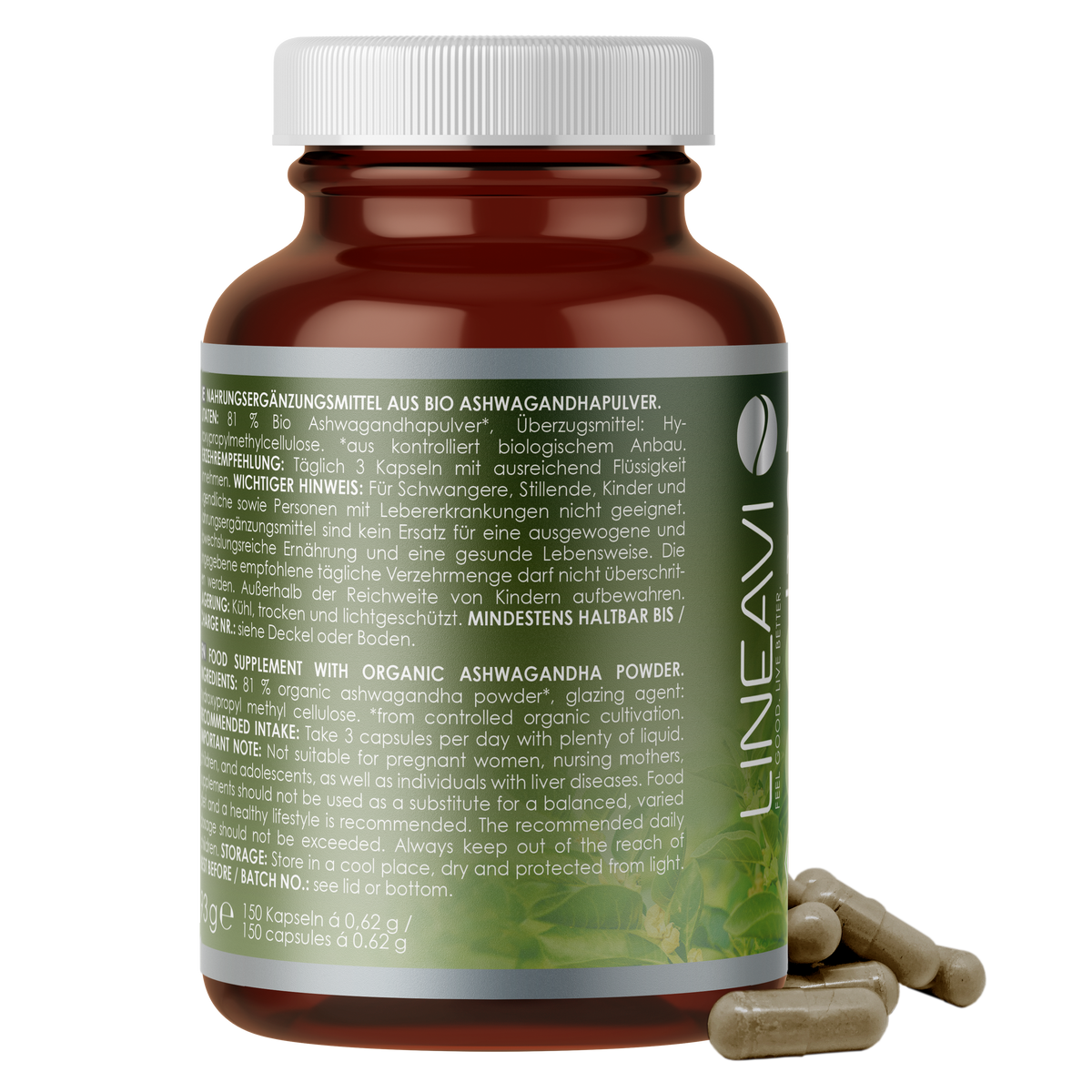 Doppelpack: Bio Ashwagandha Kapseln (2x150 Kapseln)
