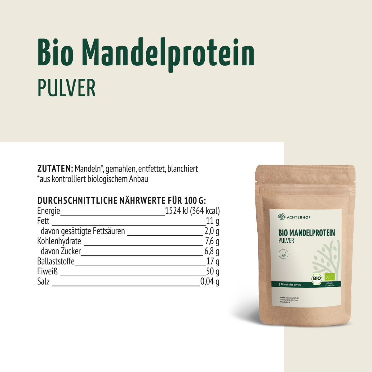 Bio Mandelprotein Pulver (1000g)