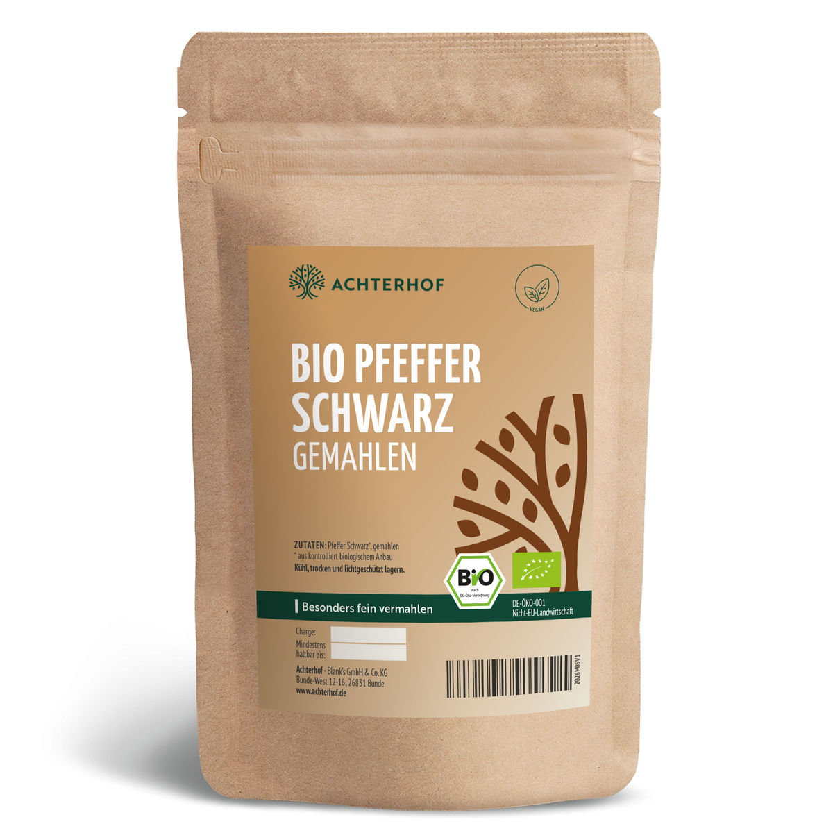 Pfeffer schwarz gemahlen Bio (500g)