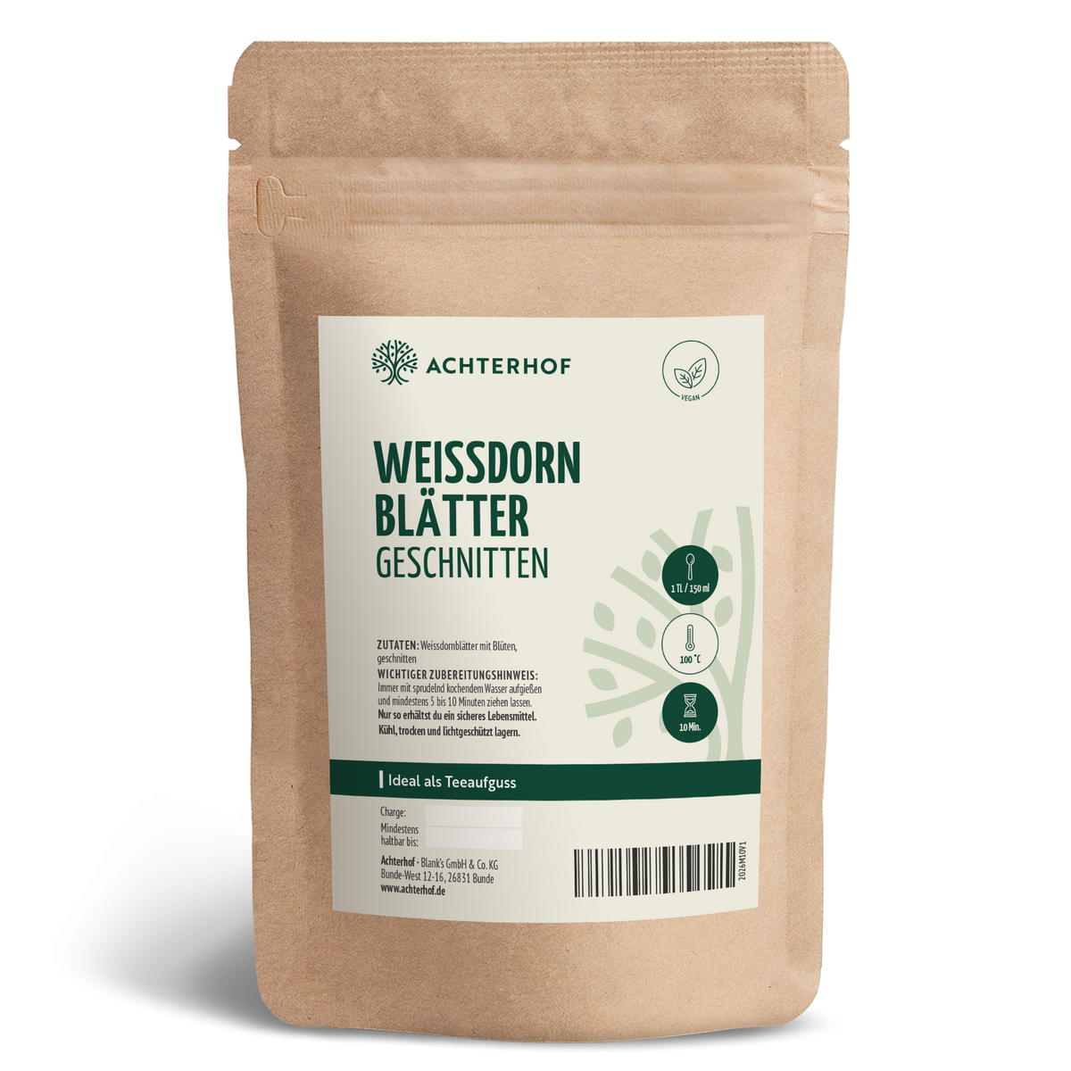 Weißdornblätter mit Blüten geschnitten (1000g)