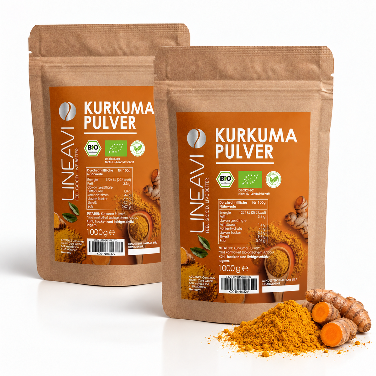 Doppelpack: Bio Kurkumapulver (2x1000g)