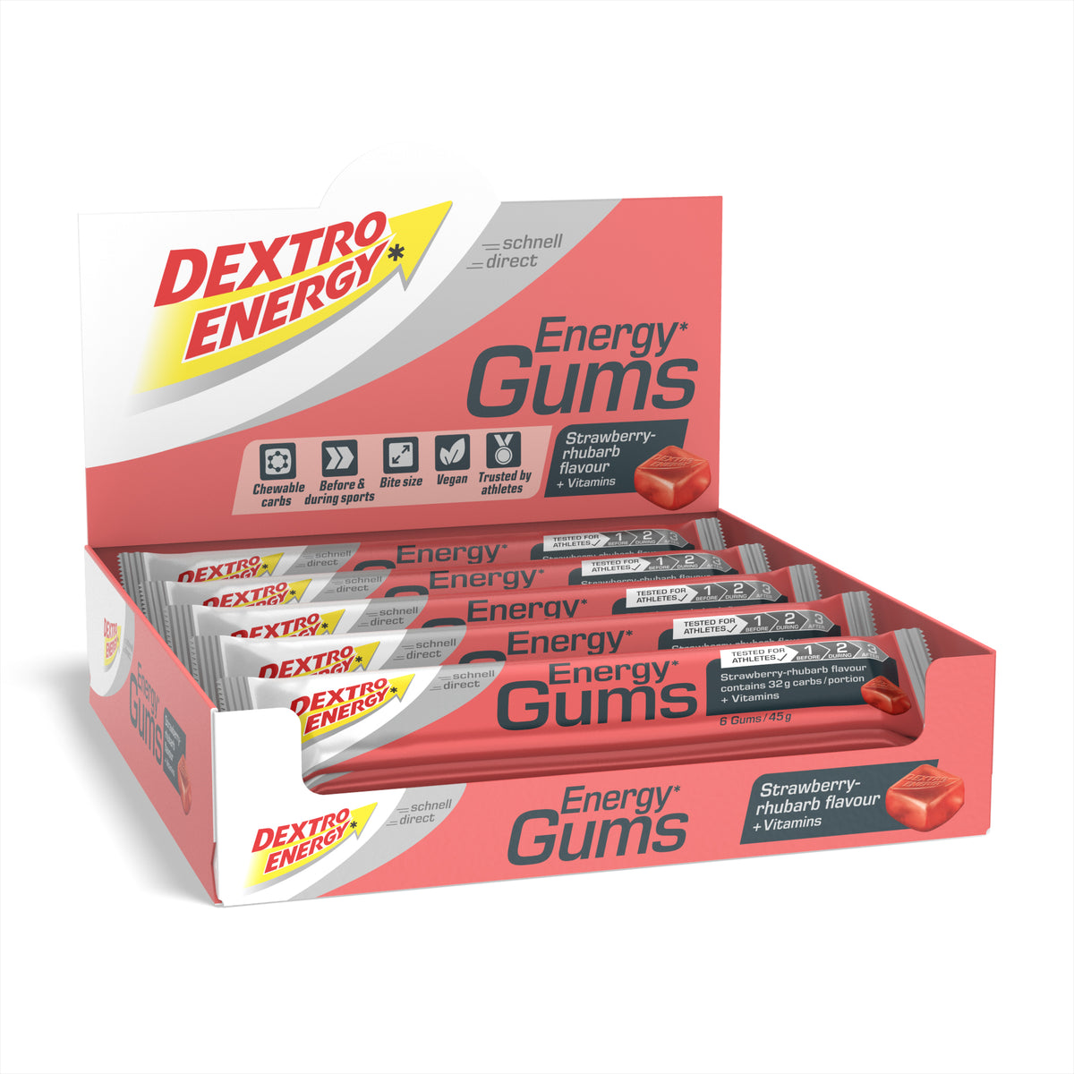 Energy Gums (15x45g) Erdbeer-Rhabarber + Vitamine