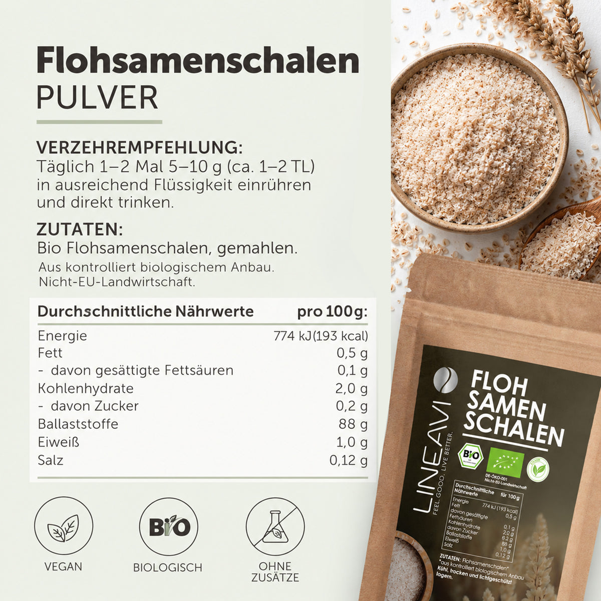 Bio Flohsamenschalen (1000g)