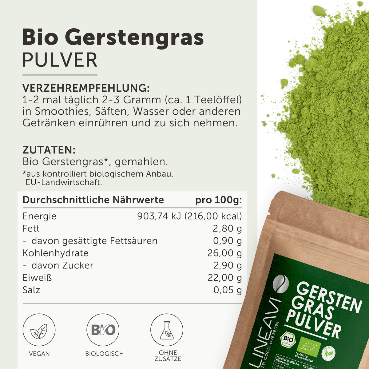 Bio Gerstengraspulver (1000g)