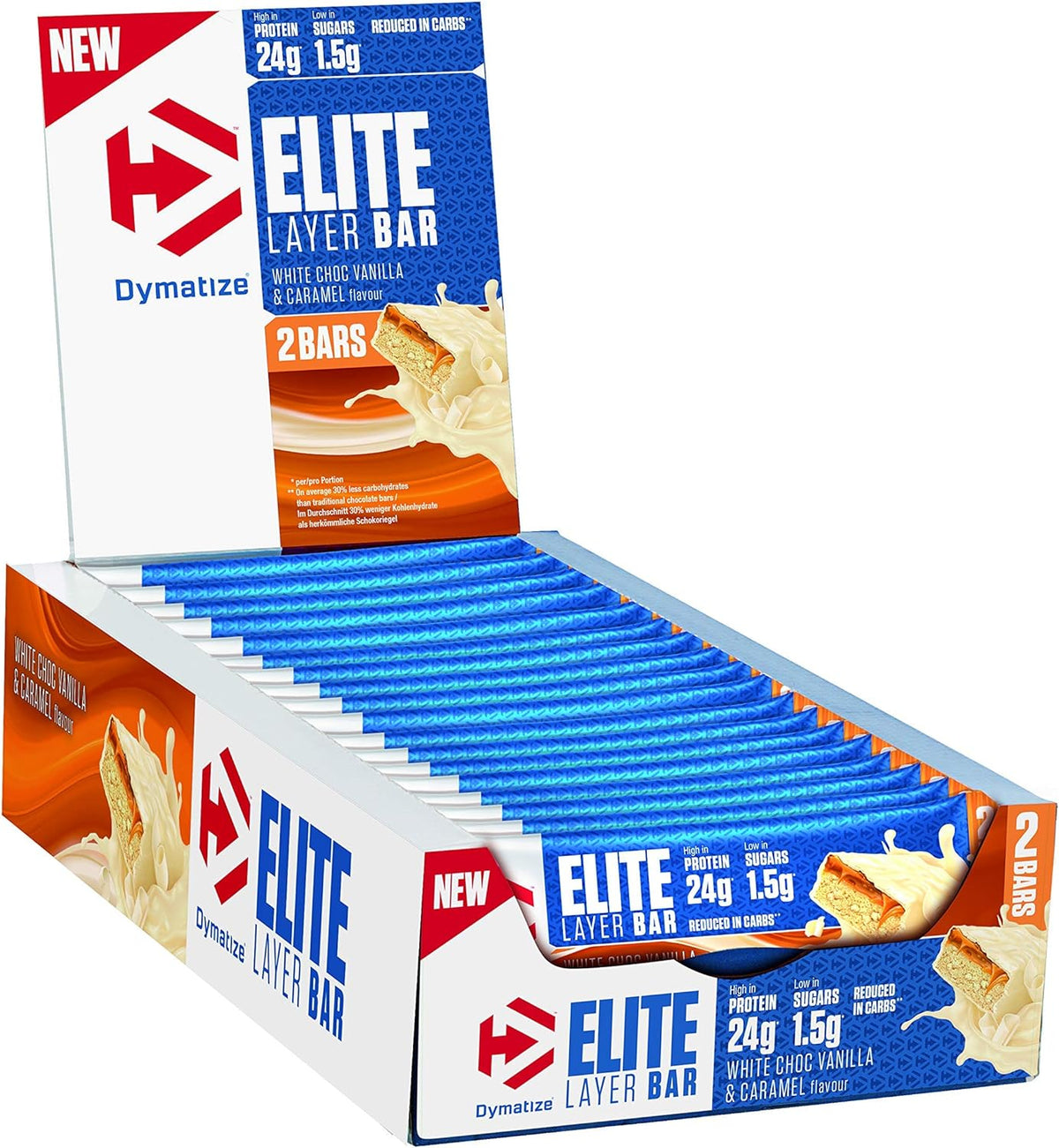 Elite Layer Bar (18x60g) White Choc Vanilla & Caramel