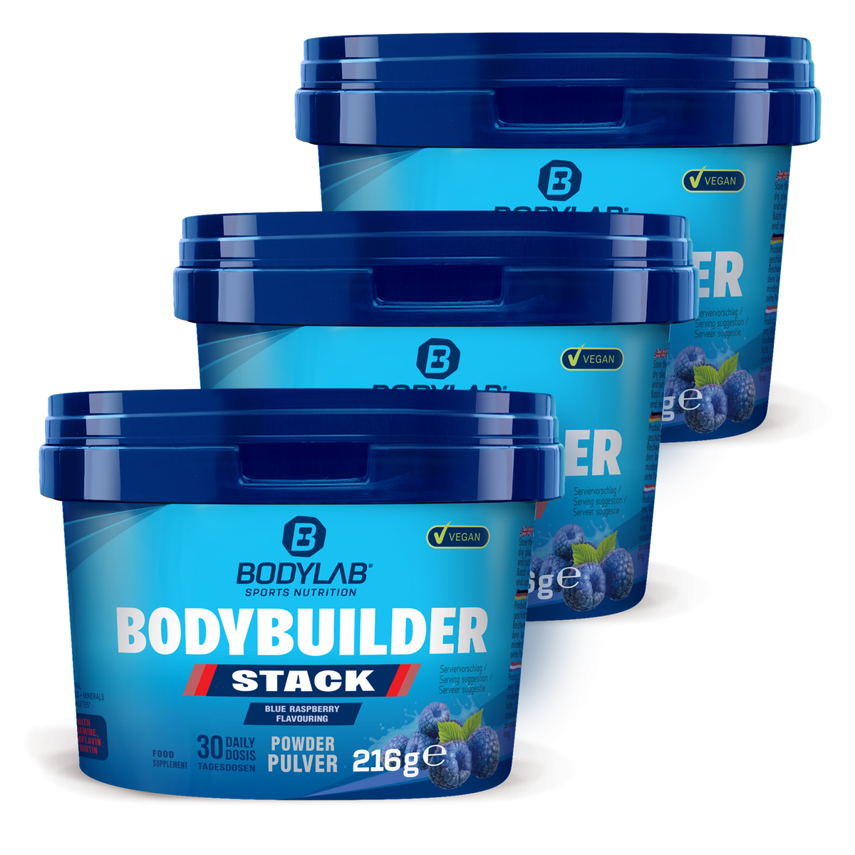 3 x Bodybuilder Stack Powder (je 216g)