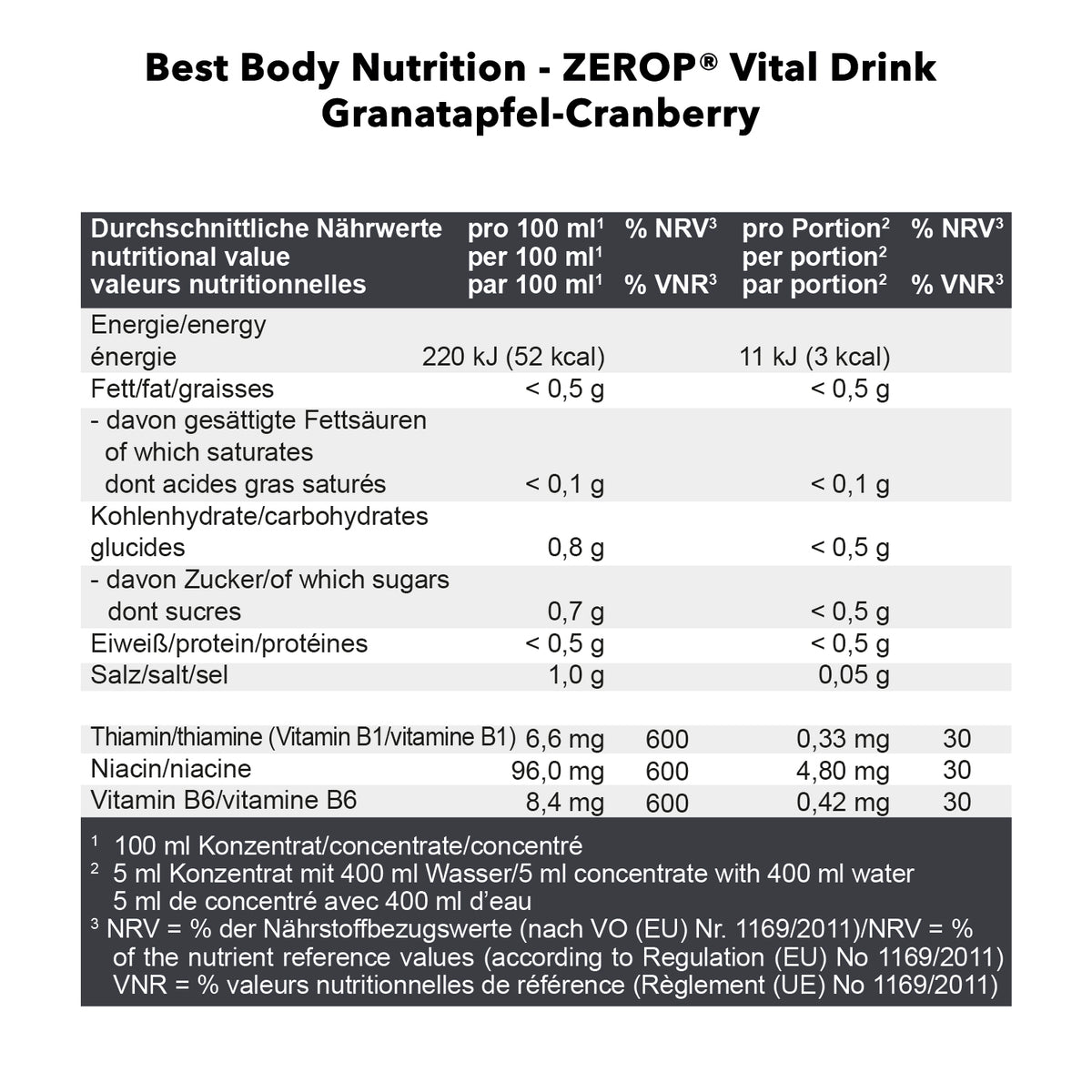 Vital Drink Zerop (1000ml) Pomegranate Cranberry