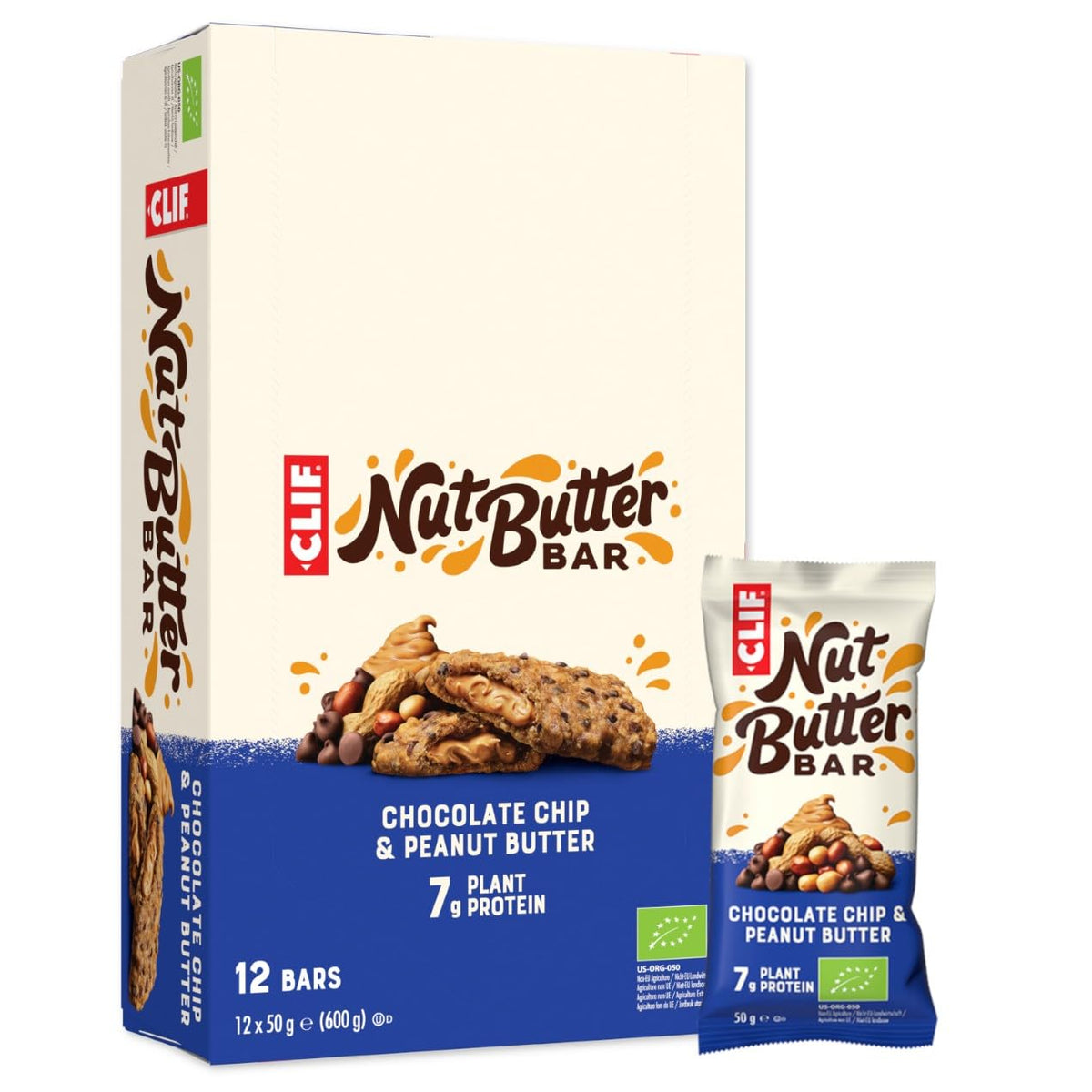 Nut Butter Filled Bar bio (12x50g) Chocolate Chip & Peanut Butter