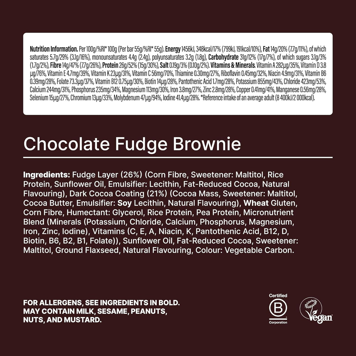 Huel Complete Nutrition Bar (12x55g) Chocolate Fudge Brownie