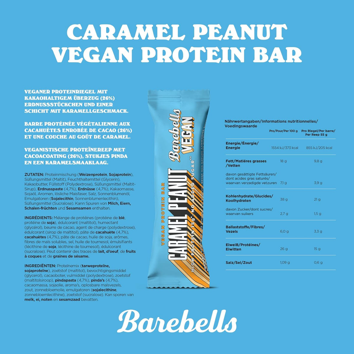 Vegan Protein Bar (55g) Vegan Caramel Peanut