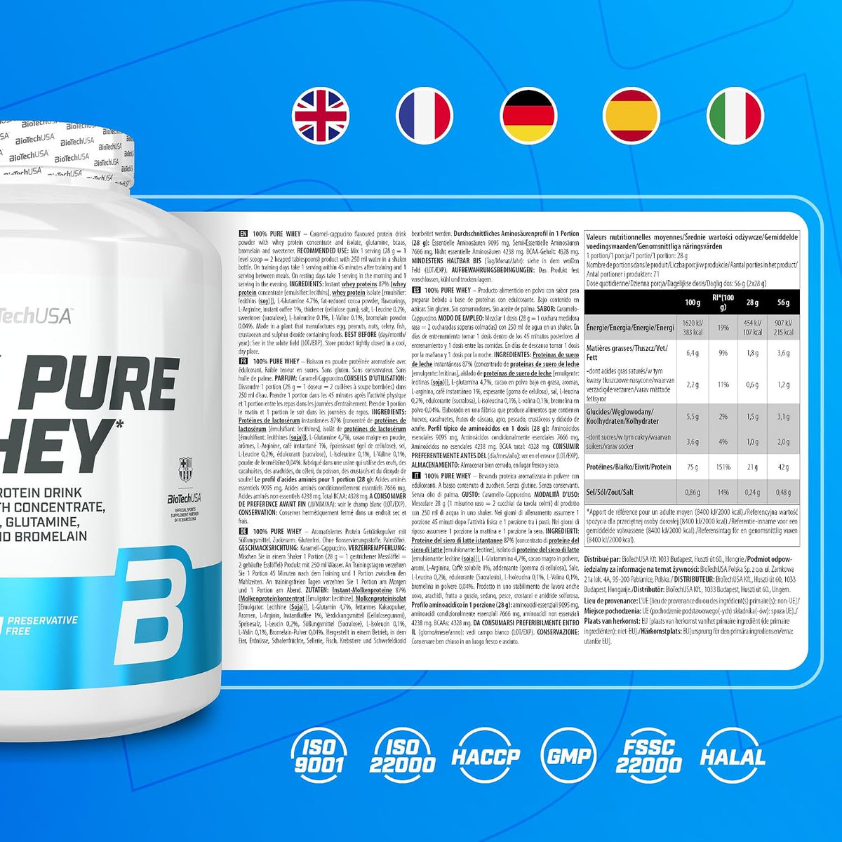 100% Pure Whey (2000g) Karamell-Cappuccino