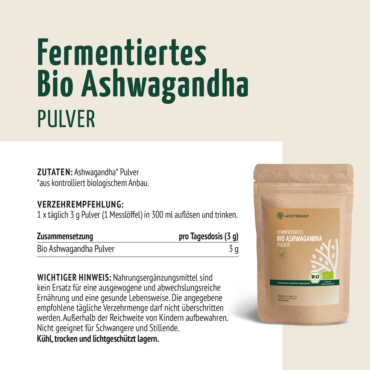 Bio Ashwagandha fermentiert (500g)