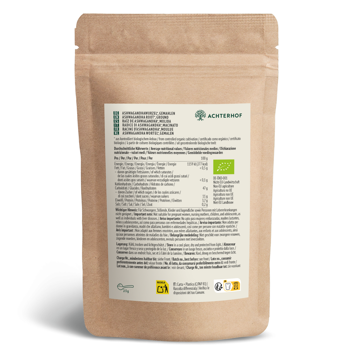 Ashwagandha Pulver Bio (1000g)