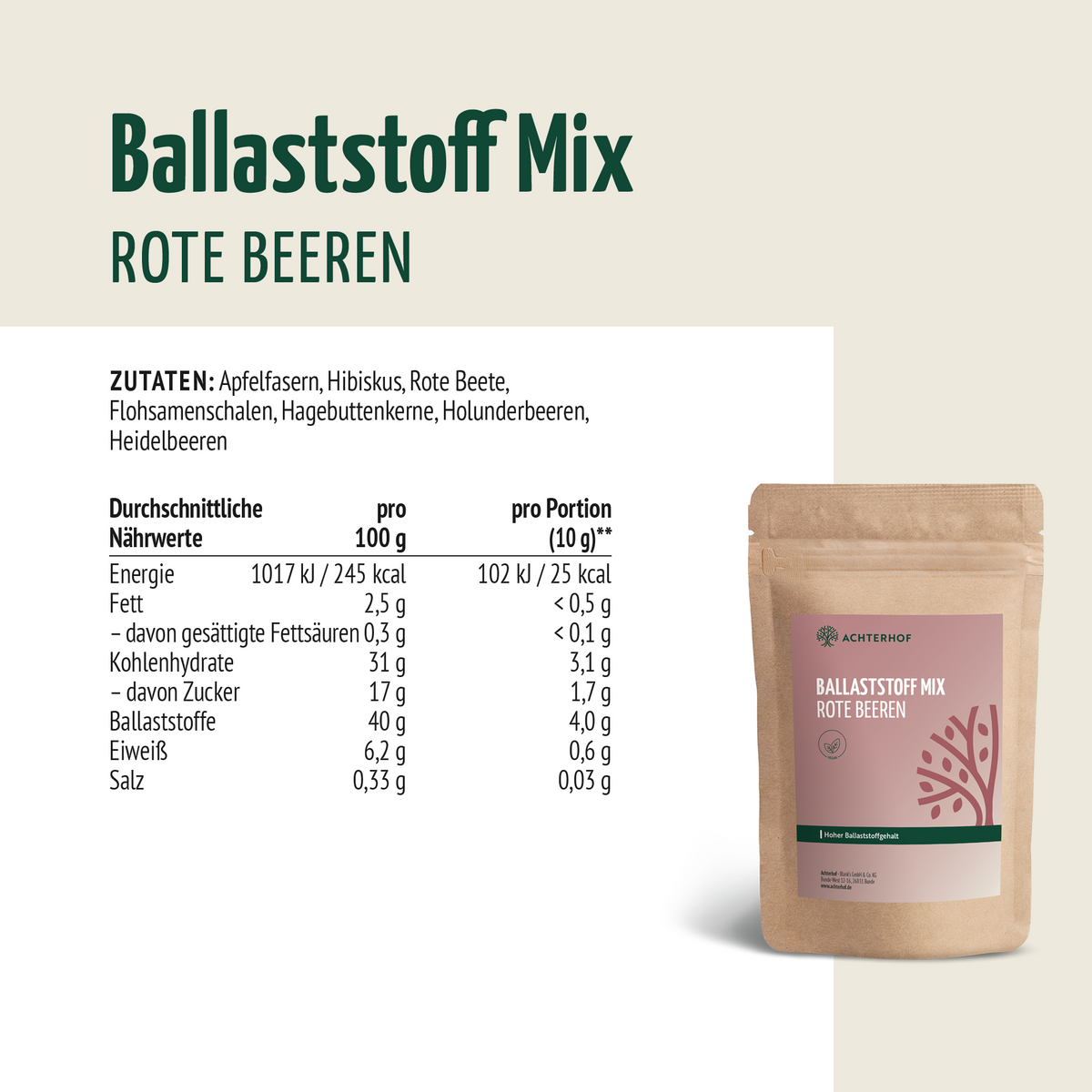 Ballaststoff Drink rote Beeren (100g)