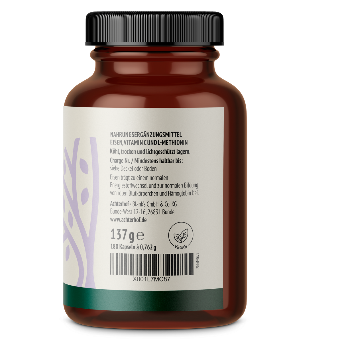 Eisen + Vitamin C (180 Kapseln)