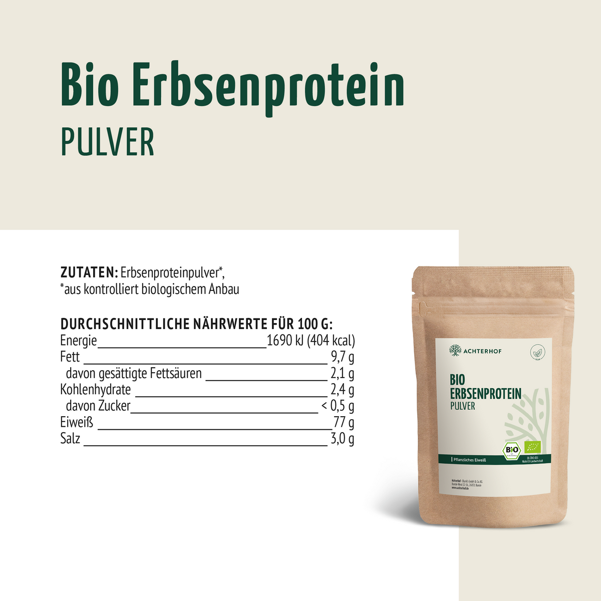 Bio Erbsenprotein Pulver (500g)