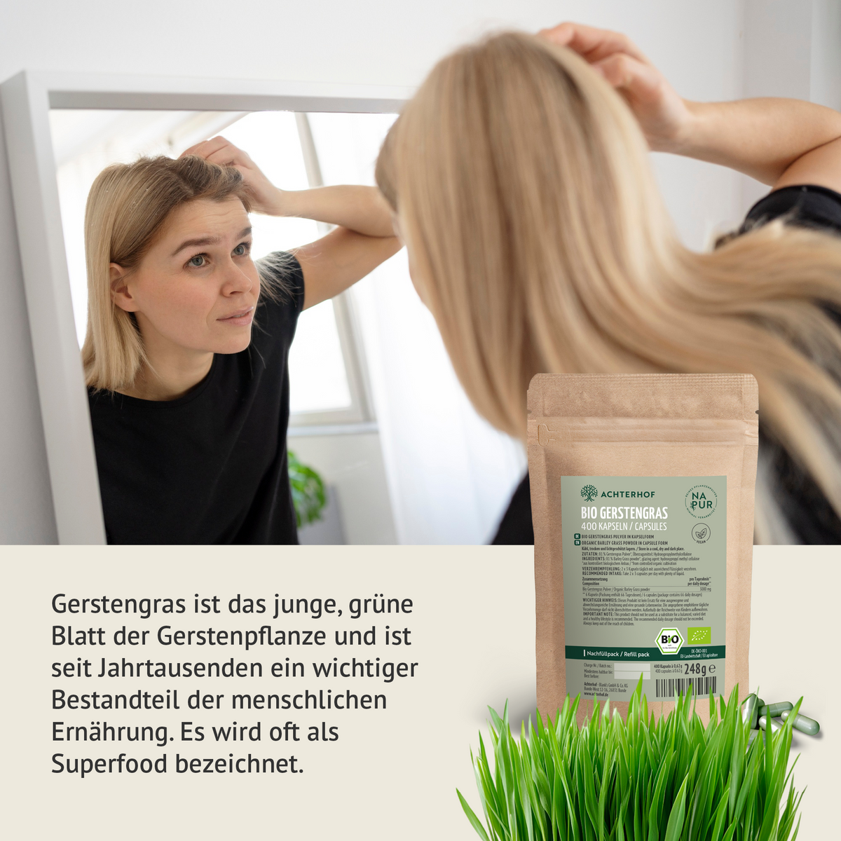 Gerstengras Kapseln Bio Nachfüllpack (400 Kapseln)