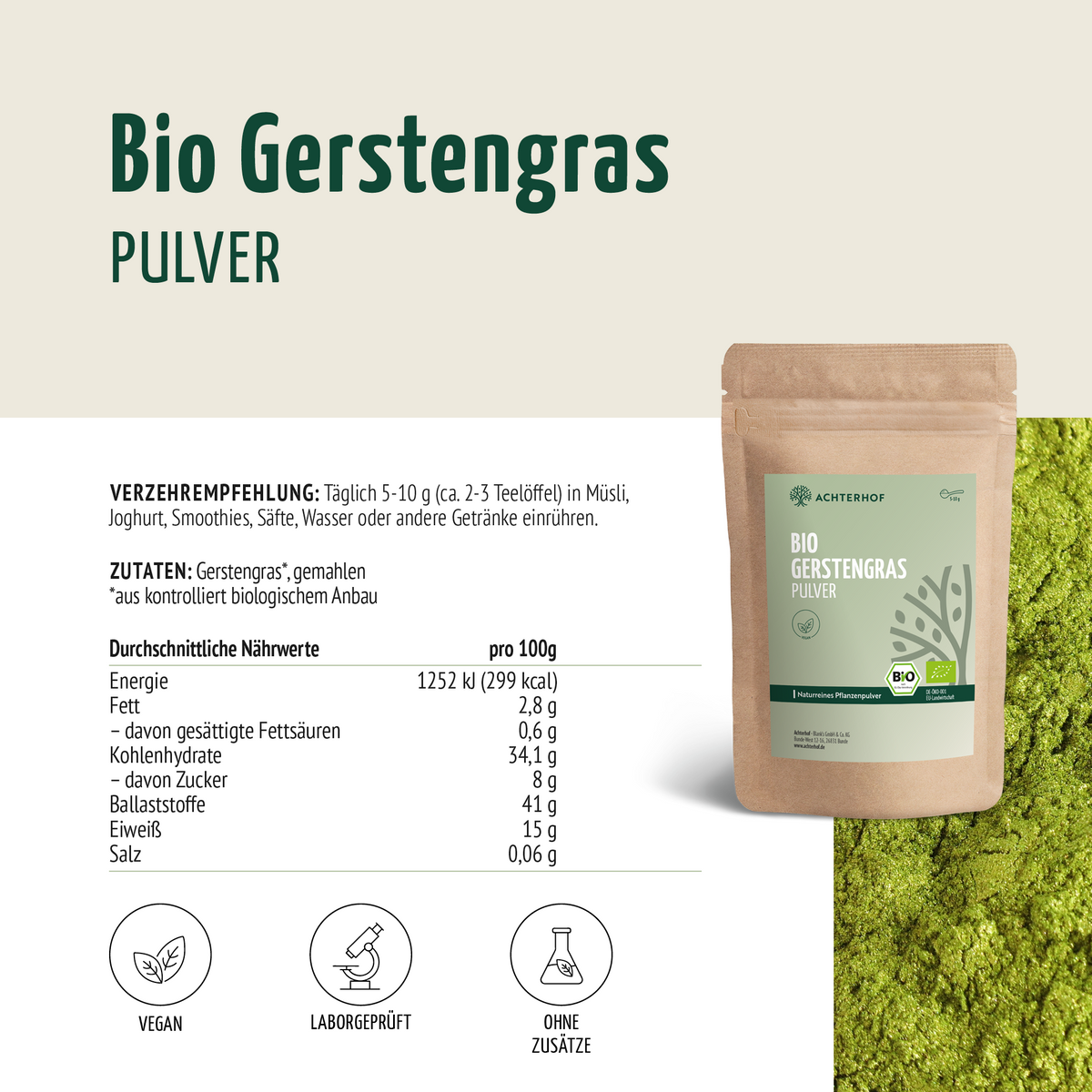 Gerstengras Pulver Bio (1000g)