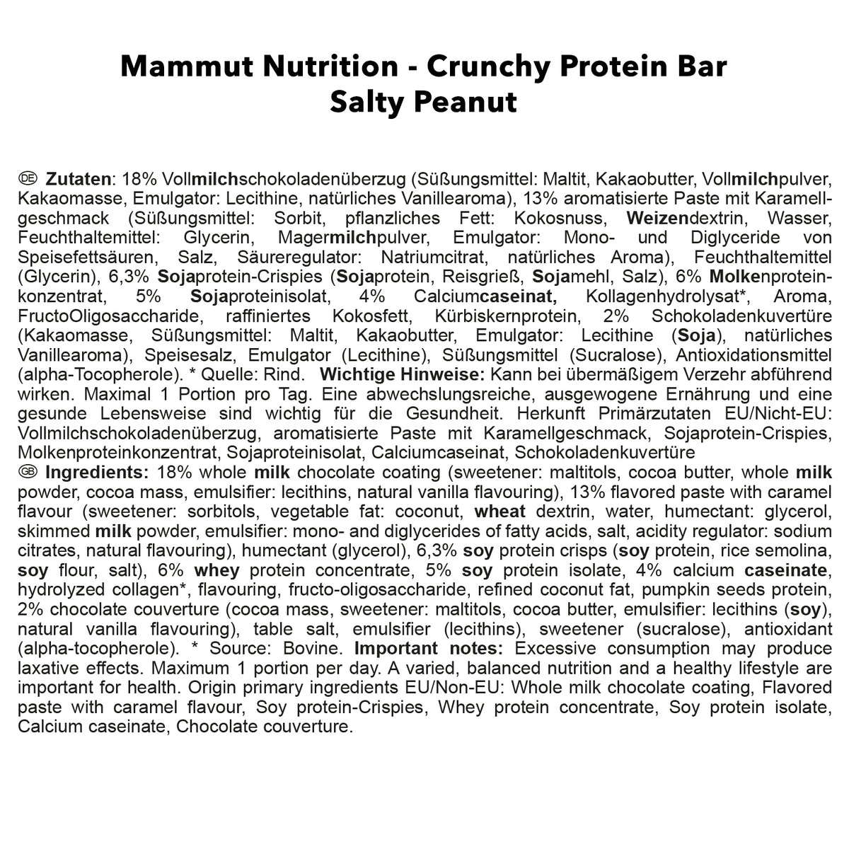 Crunchy Protein Bar (12x45g) Salty Peanut