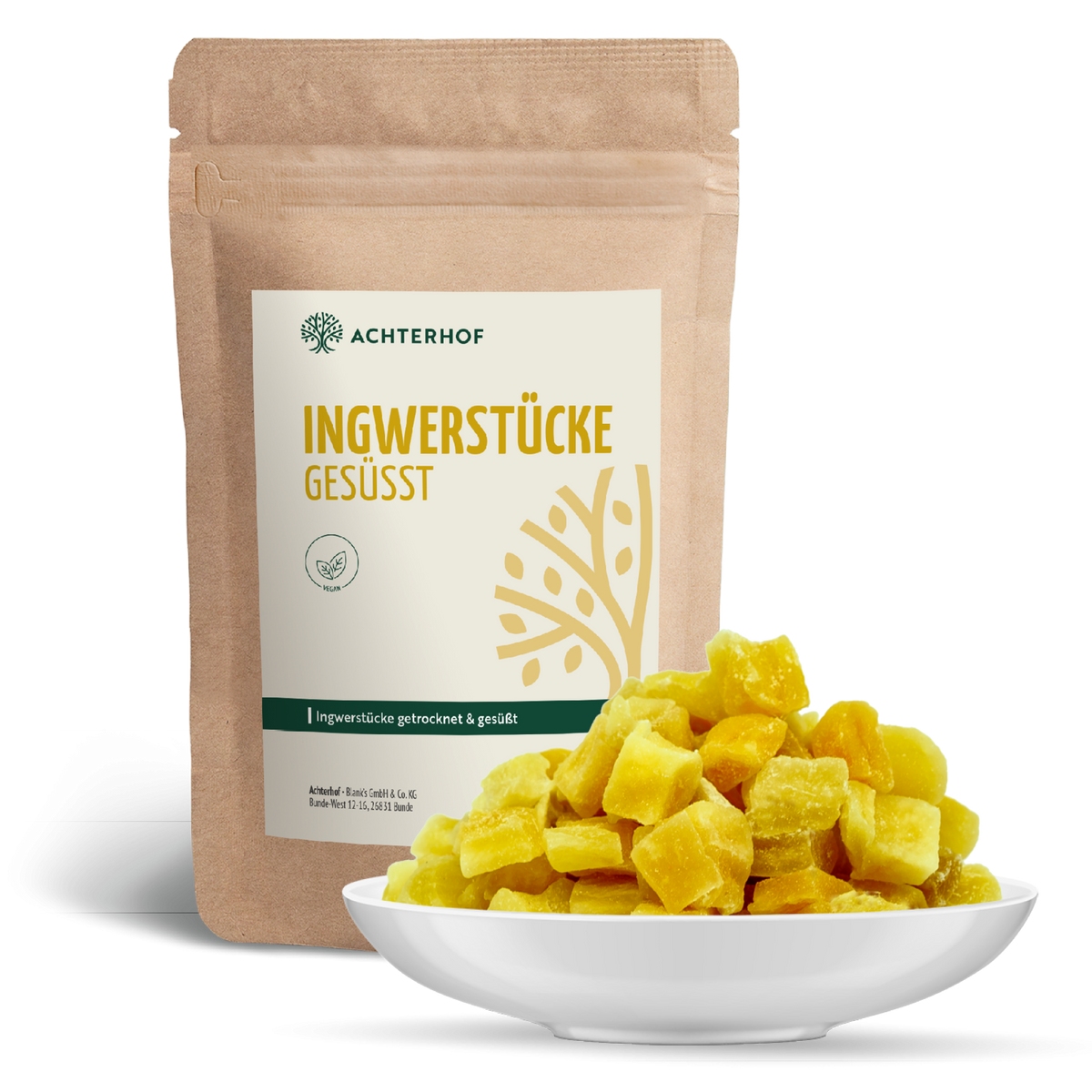 Ingwerstücke getrocknet & gesüßt (500g)