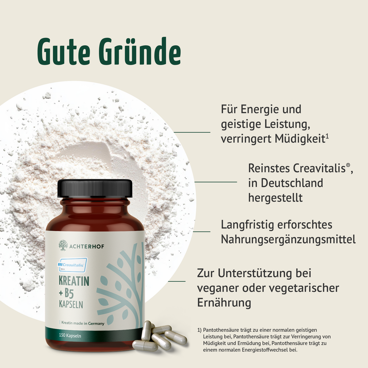 Creavitalis® Kreatin+B5 Kapseln (150 Kapseln)