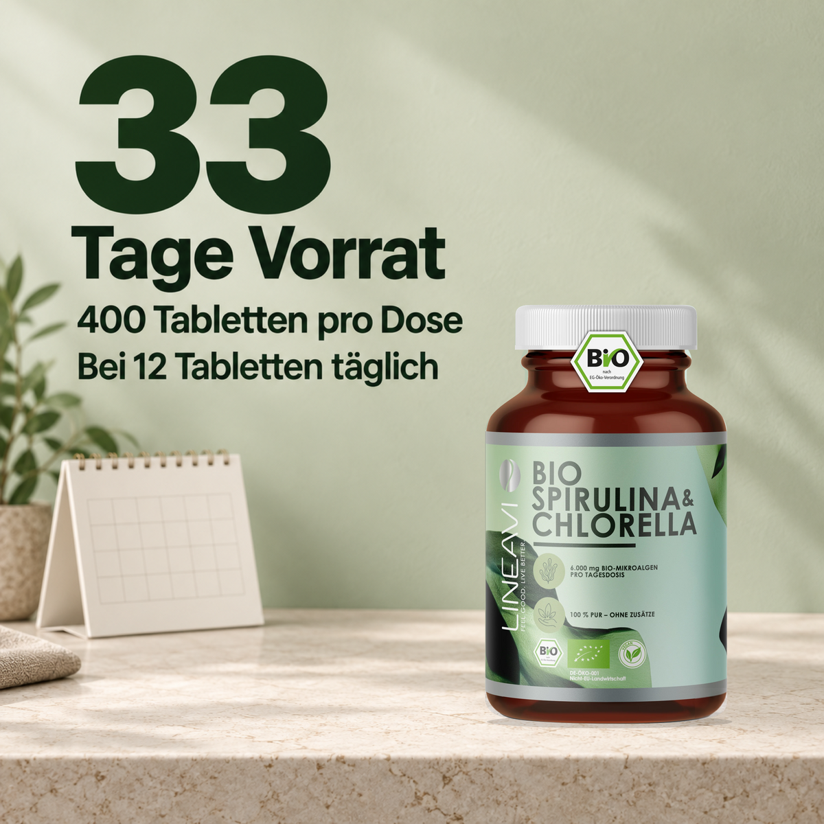 Bio Spirulina & Chlorella (400 Tabletten)