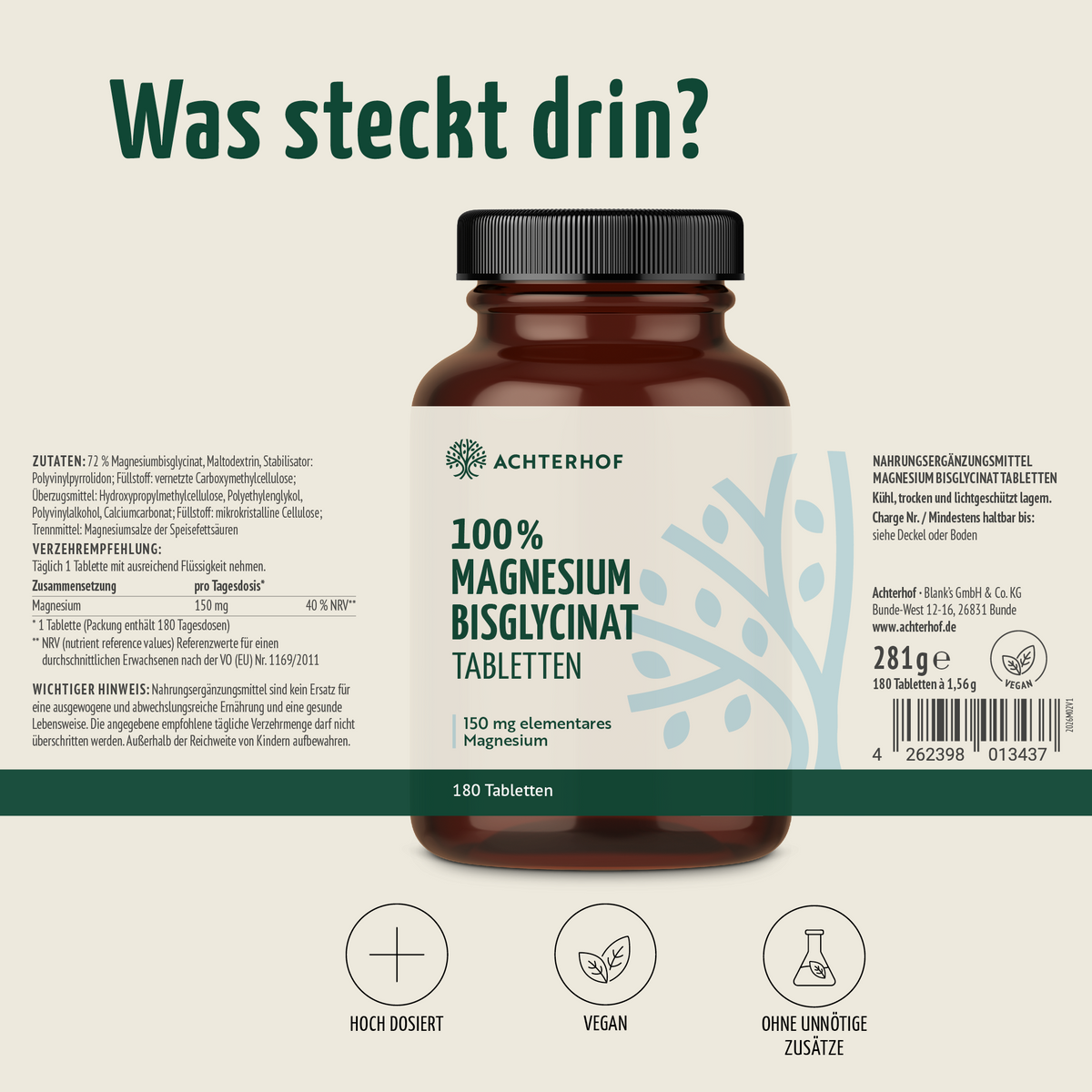 Magnesium Bisglycinat Tabletten (180 Tabletten)
