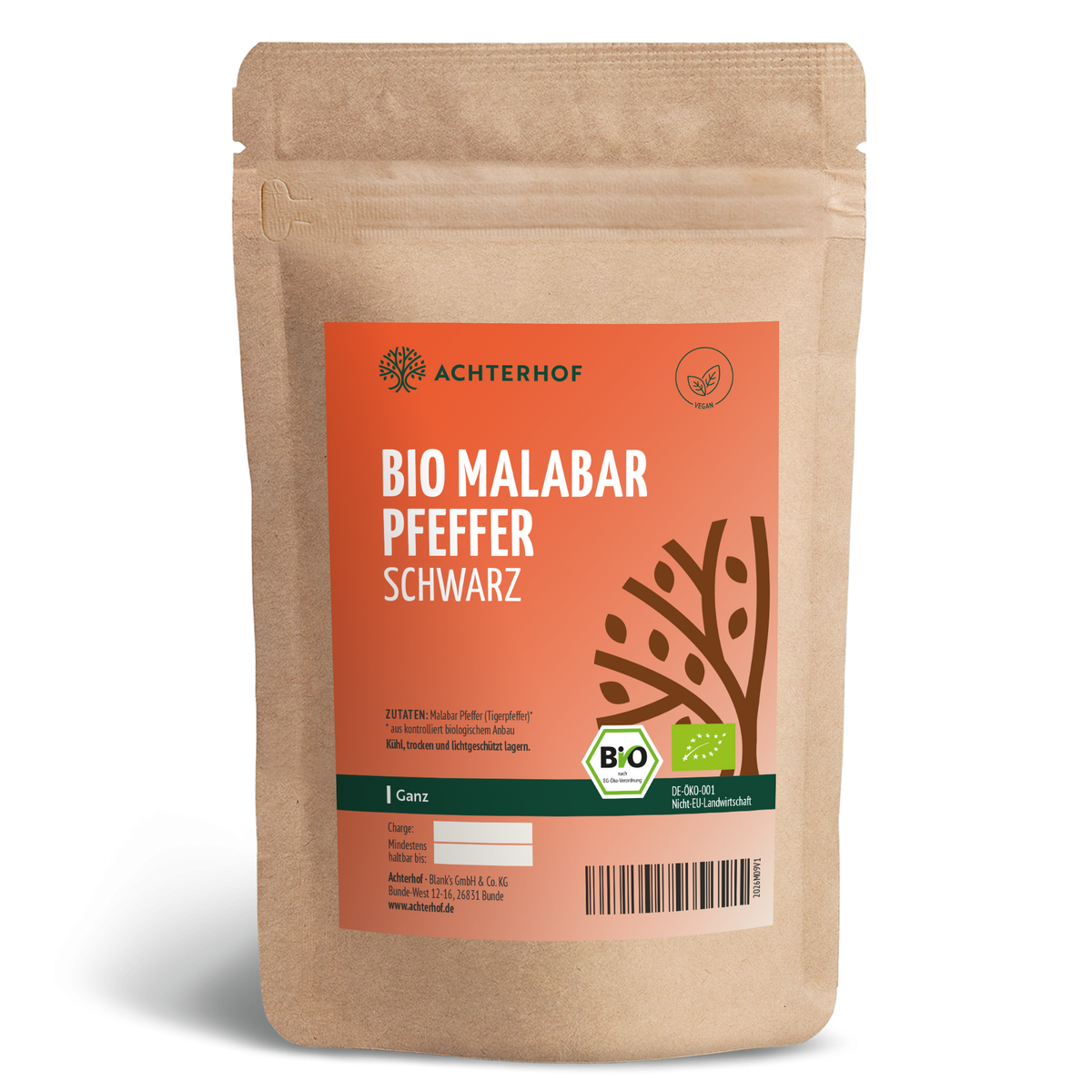 Malabar Pfeffer schwarz ganz Bio (250g)