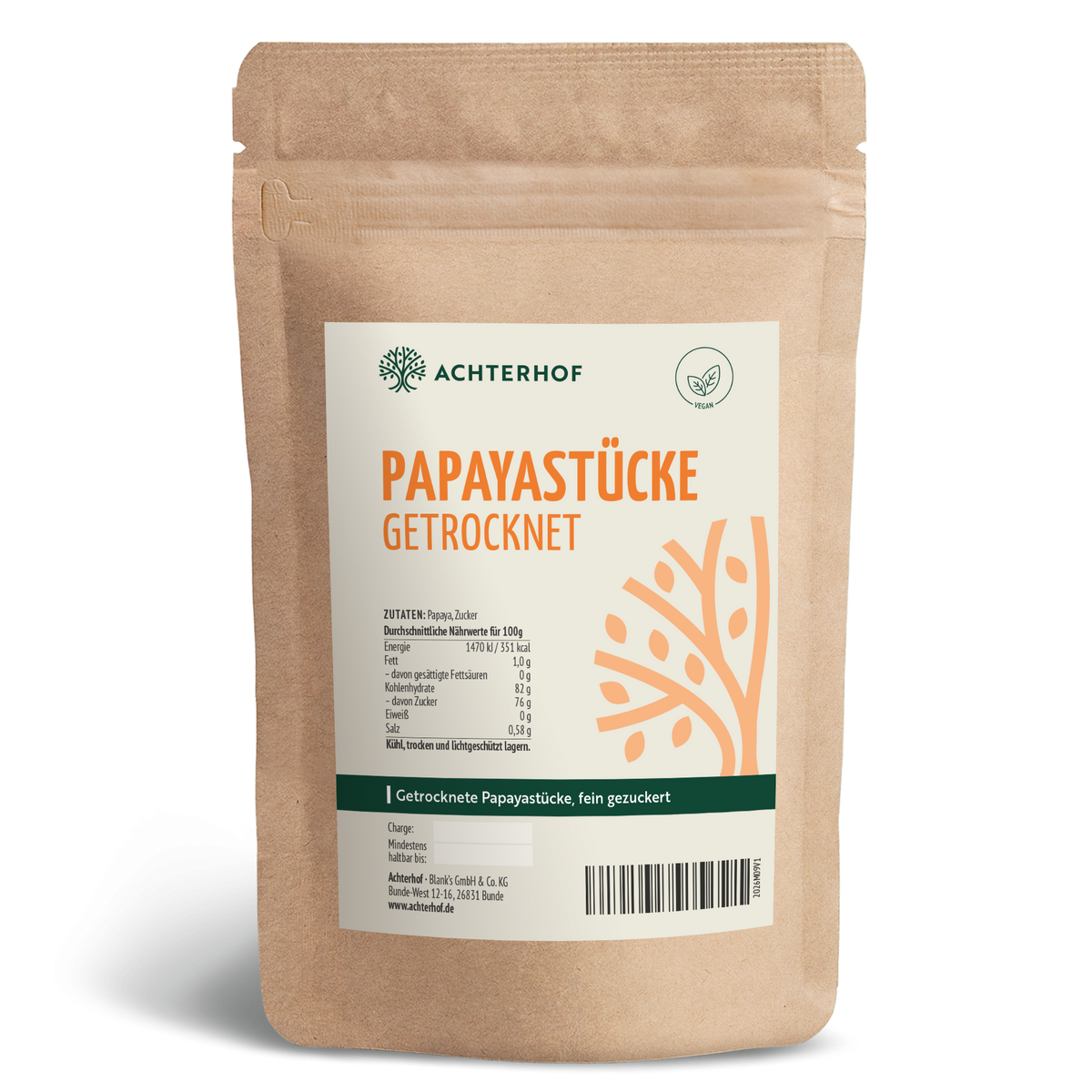 Papayastücke getrocknet & gezuckert (1000g)