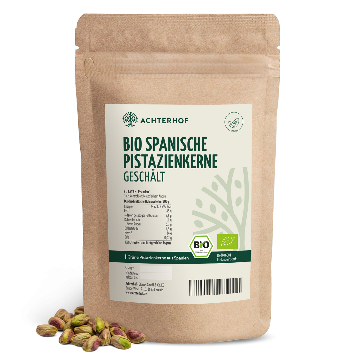 Bio spanische Pistazienkerne geschält (250g)