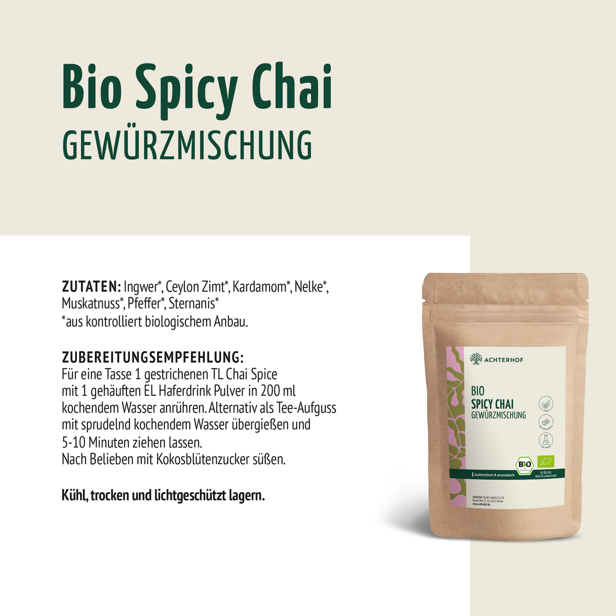 Bio Spicy Chai Gewürzmischung – zuckerfrei (100g)